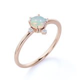 Limited Time Sale 1.45 Carat Round Cut Ethiopian Opal and 5 Stone Diamond Vintage Engagement Ring in White Gold