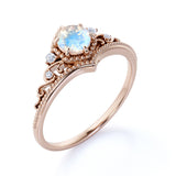 0.65 ct Round Moonstone Art Deco Engagement Ring