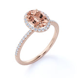1.5 ct Oval Real Morganite Halo Engagement Ring