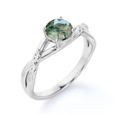 1.25 Ct Round Green Moss Agate Infinity Engagement Ring