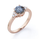 Seven Stone 0.60 Ct Round Salt and Pepper Diamond Engagement Ring