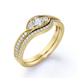 Swirl Trilogy 1.5 CT TDW Round Cut Diamond Channel Setting Wedding Set - Bridal Set