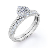 1.25 Carat Round Cut Moissanite And Diamond Filigree Bridal Set In White Gold