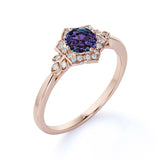 Flower 1.25 Ct Round Lab Alexandrite Cluster Engagement Ring