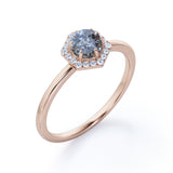 Hexagon 1 Ct Round Salt and Pepper Diamond Engagement Ring
