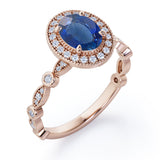 Vintage 1.35 Ct Oval Cut Lab Sapphire Engagement Ring