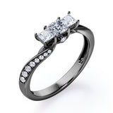 Certified Three Stone 0.50 Ct Princess Lab Diamond Engagement Ring