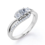 Shared Prongs 1 carat Princess Moissanite and Diamond Split Shank Band Engagement Ring in Rose Gold