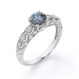 1 Ct Round Salt and Pepper Diamond Vintage Engagement Ring