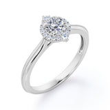 1 Carat Round Cut Moissanite And Diamond Halo Engagement Ring In White Gold