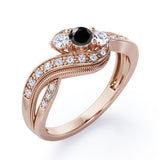 0.7 ct Round Lab Black Diamond Infinity Engagement Ring