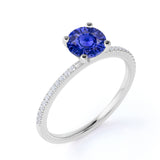 1.25 Ct Round Cut Lab Sapphire Solitaire Engagement Ring