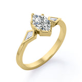 Geometric 1 carat Hexagon Moissanite and Diamond Engagement Ring in Black Gold