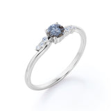 Seven Stone 0.75 Ct Round Salt and Pepper Diamond Engagement Ring