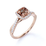 Infinity 1.25 ct Cushion Morganite Halo Engagement Ring