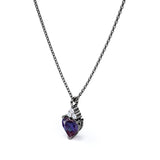 Delicate 1.05 Carat Heart Shaped Lab Created Alexandrite and Diamond Three Prong Pendant Necklace In White Gold For Her