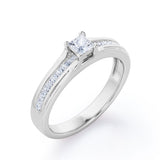 Certified 0.50 Ct Princess Lab Diamond Channel Engagement Ring