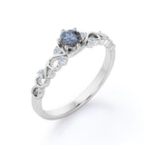 Leaf 0.60 Ct Round Salt and Pepper Diamond Engagement Ring