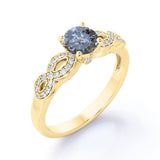 0.75 Ct Round Salt and Pepper Diamond Infinity Twisted Engagement Ring