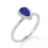 Halo 1.20 Ct Pear Cut Lab Sapphire Engagement Ring