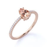 Simple 1.25 Carat Pear Shape Australian Morganite and Fishtail Diamond Engagement Ring in White Gold
