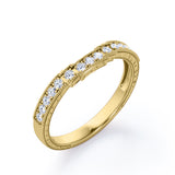 Cinderella Staircase 0.15 TCW Round Shaped Diamond Milgrain Filigree Wedding Band in White Gold