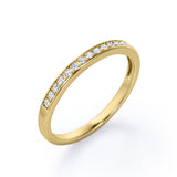 Minimalist - 0.15 TCW Round Shaped Diamond Pave Channel Wedding Band in White Gold