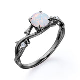 Floral 1.05 Ct Round Cut Lab Created Opal Engagement Ring