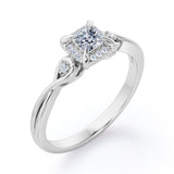 Certified Halo 0.50 Ct Princess Lab Diamond Engagement Ring