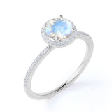 1.5 ct Round Blue Moonstone Halo Engagement Ring