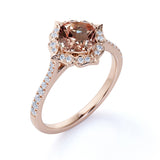 Vintage 1.25 ct Cushion Peach Morganite Engagement Ring