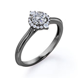 1 Carat Round Cut Moissanite And Diamond Halo Engagement Ring In White Gold
