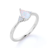 1.15 Ct Pear Cut Lab Created Opal Seven Stone Engagement Ring