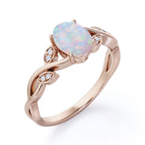 1.10 Ct Oval Cut Lab Created Opal Infinity Engagement Ring