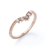 Crown Design 0.10 TCW Round Shape Diamond Chevron Wedding Band in Black Gold