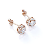 Twisted Scallop 0.43 CT TDW Round Certified Lab Diamond Claw Set Stud Earrings in Rose Gold