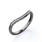 0.15 TCW Round Cut Diamond - Pave Channel Design - Curved Shank Starlight Wedding Band - 10K Rose Gold