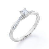 0.50 Ct Princess Cut Diamond Twist Engagement Ring