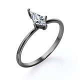 Dainty Solitaire 1 carat Kite Moissanite Engagement Ring in Black Gold