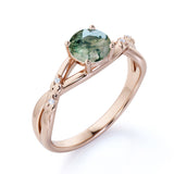 1.25 Ct Round Green Moss Agate Infinity Engagement Ring