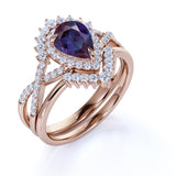 Infinity 2 Ct Pear Lab Alexandrite Pave Bridal Set