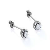 Solitaire Bezel Set 1.10 Carat Pear Cut Certified Moissanite and Diamond Micro Pave Studs - Earrings in White Gold for Women