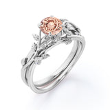 1 ct Round Morganite Nature Inspired Bridal Set