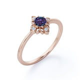Floral Design 1.05 Carat Round Cut Lab Created Alexandrite And Diamond Nature Inspired Engagement Ring In White Gold