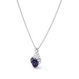 Delicate 1.05 Carat Heart Shaped Lab Created Alexandrite and Diamond Three Prong Pendant Necklace In White Gold For Her