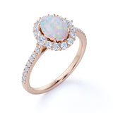 1.75 Ct Oval Cut Lab Created Opal Halo Engagement Ring