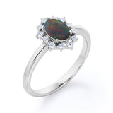 Halo 1.25 Ct Oval Cut Lab Created Black Opal Engagement Ring