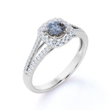 1.25 Ct Round Salt and Pepper Diamond Split Shank Engagement Ring