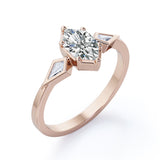 Geometric 1 carat Hexagon Moissanite and Diamond Engagement Ring in Black Gold