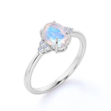 1.25 ct Oval Blue Moonstone 7 stone Engagement Ring